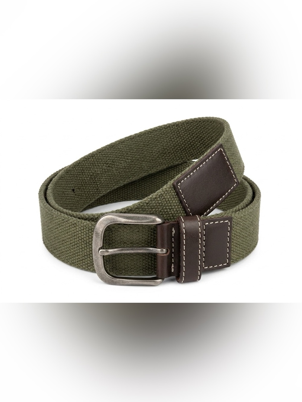 Urban Heritage Olive Canvas Belt Bag with Brown Leather Trim - XL